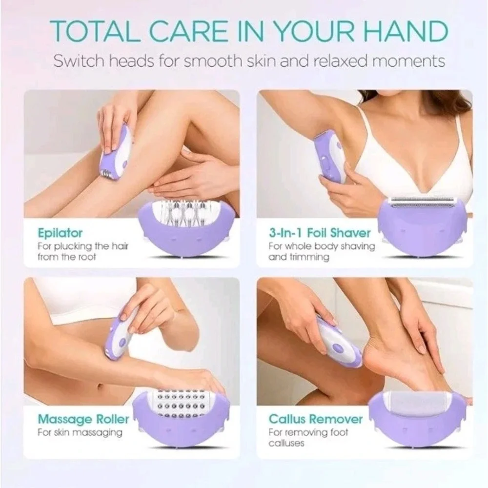 Epilator for Women-Cordless Epilators Hair Removal for Women, 4-In-1 Electric Ra